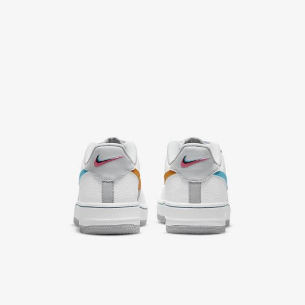 Kids' Nike Air Force 1 EMB Older Sneakers White / Grey / Turquoise Blue | NK805REF