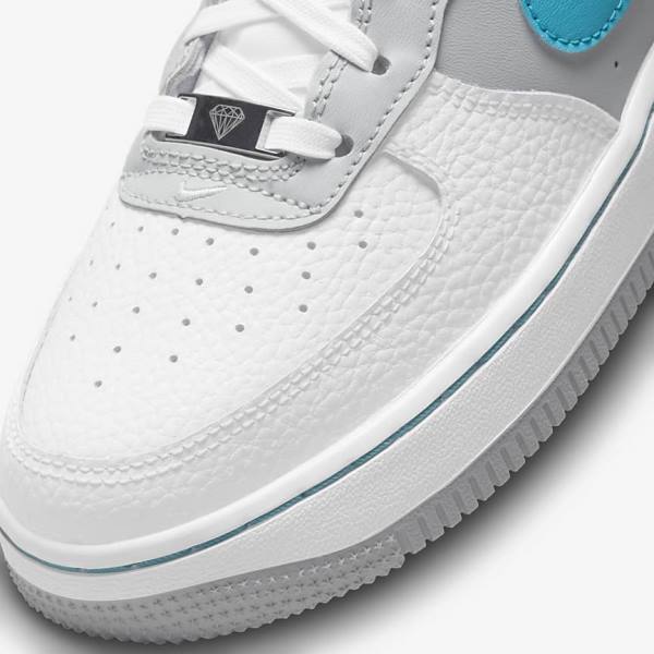 Kids' Nike Air Force 1 EMB Older Sneakers White / Grey / Turquoise Blue | NK805REF