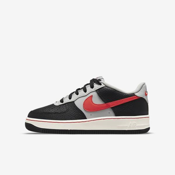 Kids\' Nike Air Force 1 EMB Older Sneakers Black / Grey / Red | NK860BZN