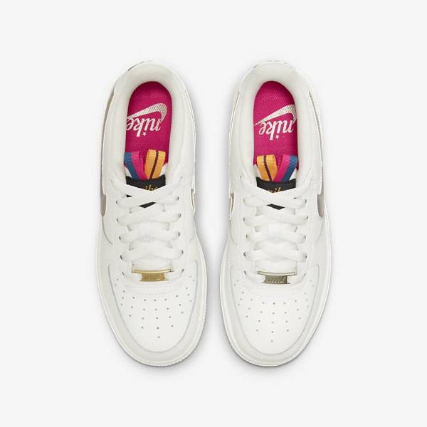 Kids' Nike Air Force 1 LV8 Older Sneakers White / Pink / Metal Blue Grey | NK358XGQ