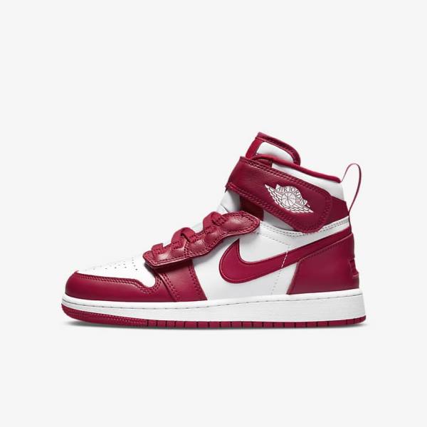 Kids\' Nike Air Jordan 1 Hi FlyEase Older Jordan Shoes Red / White | NK875TUP