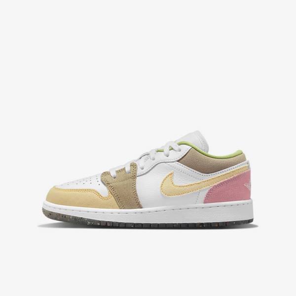 Kids\' Nike Air Jordan 1 Low SE Older Sneakers White / Green | NK729EPR