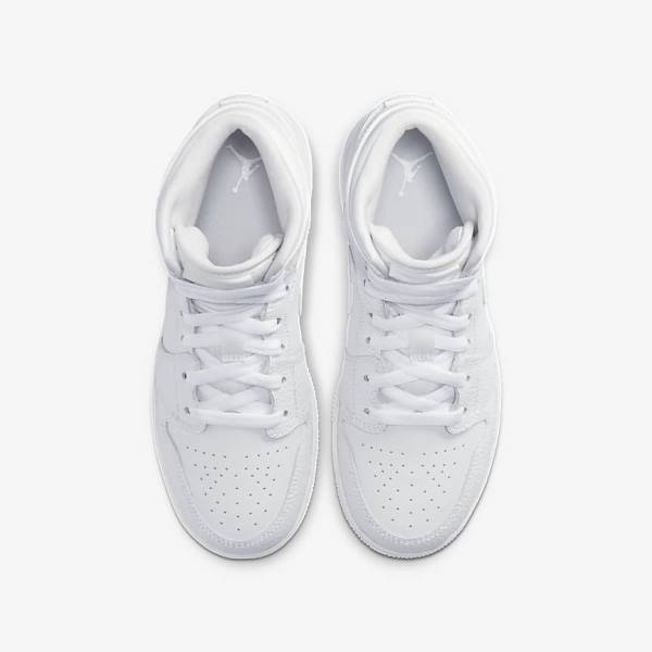 Kids' Nike Air Jordan 1 Mid Older Sneakers White | NK093JQO