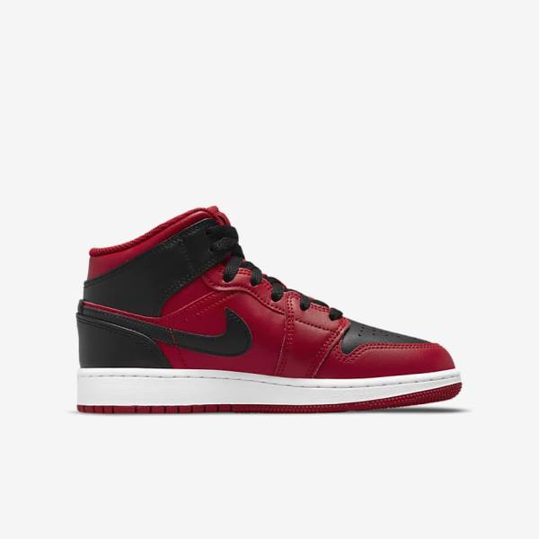 Kids' Nike Air Jordan 1 Mid Older Sneakers Red / White / Black | NK176PZN