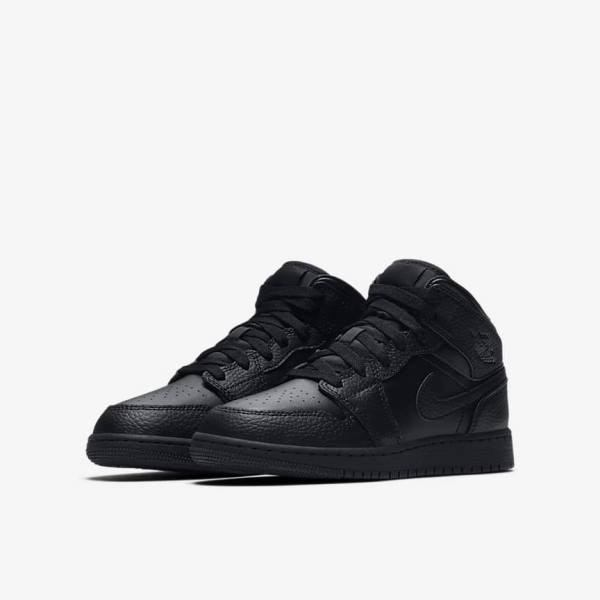 Kids' Nike Air Jordan 1 Mid Older Sneakers Black | NK834KNL