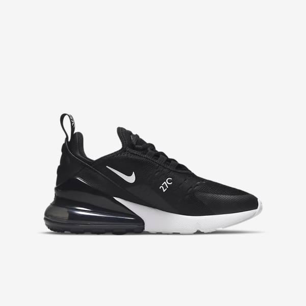 Kids' Nike Air Max 270 Older Sneakers Black / Dark Grey / White | NK947NKR