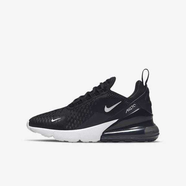 Kids\' Nike Air Max 270 Older Sneakers Black / Dark Grey / White | NK947NKR