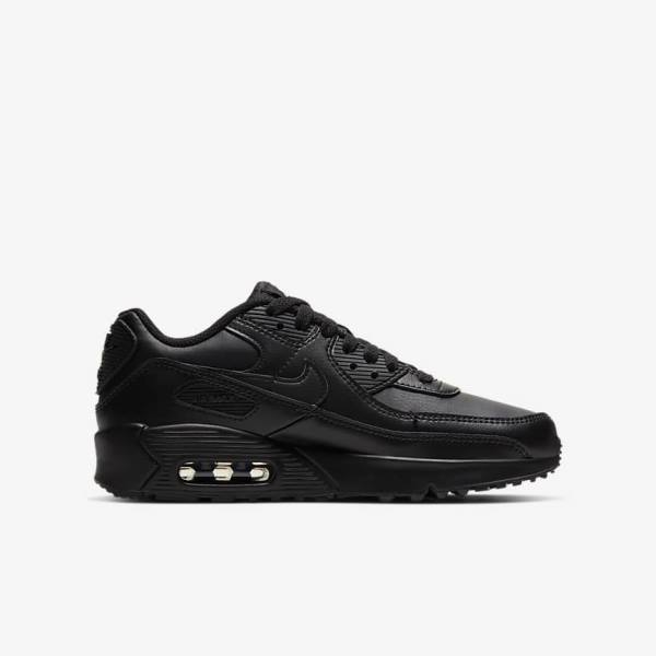 Kids' Nike Air Max 90 LTR Older Sneakers Black / White | NK634GMT