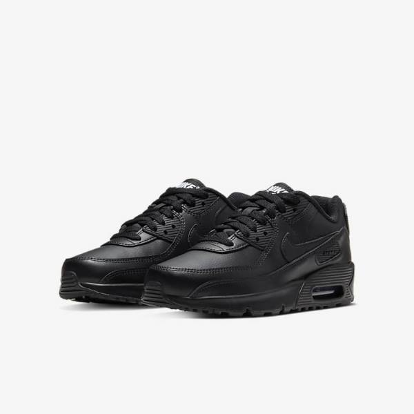 Kids' Nike Air Max 90 LTR Older Sneakers Black / White | NK634GMT