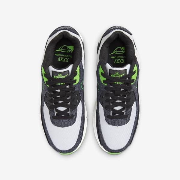 Kids' Nike Air Max 90 LTR SE Older Sneakers Black / Green / White / Obsidian | NK079XSW