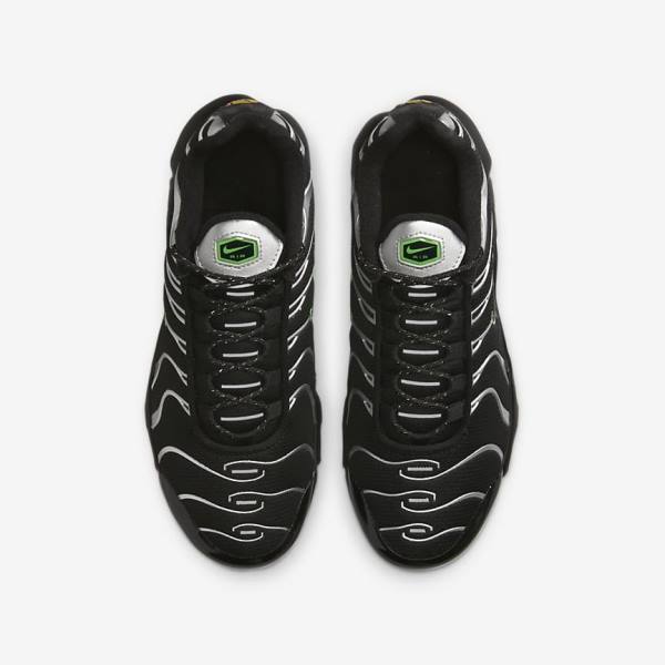 Kids' Nike Air Max Plus Older Sneakers Black / Green / Metal Silver / Black | NK503OVG