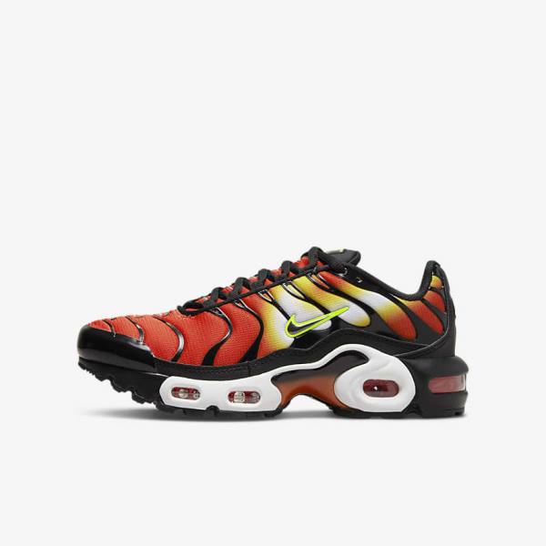 Kids\' Nike Air Max Plus Older Sneakers Orange / Gold / Black | NK713EVD