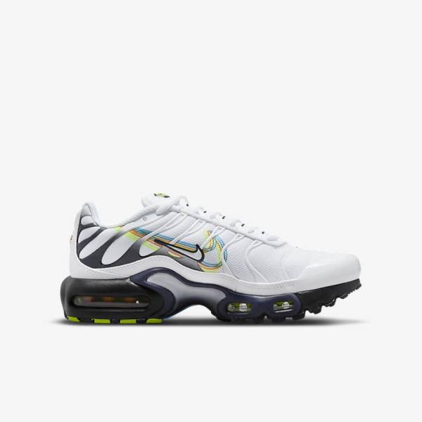 Kids' Nike Air Max Plus Older Sneakers White / Grey / Blue | NK735QMT