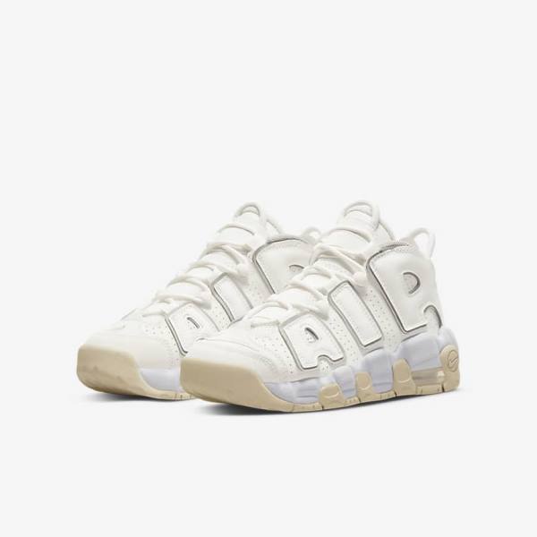 Kids' Nike Air More Uptempo Older Basketball Shoes White / Brown / Light | NK927VOU