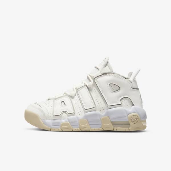 Kids\' Nike Air More Uptempo Older Basketball Shoes White / Brown / Light | NK927VOU