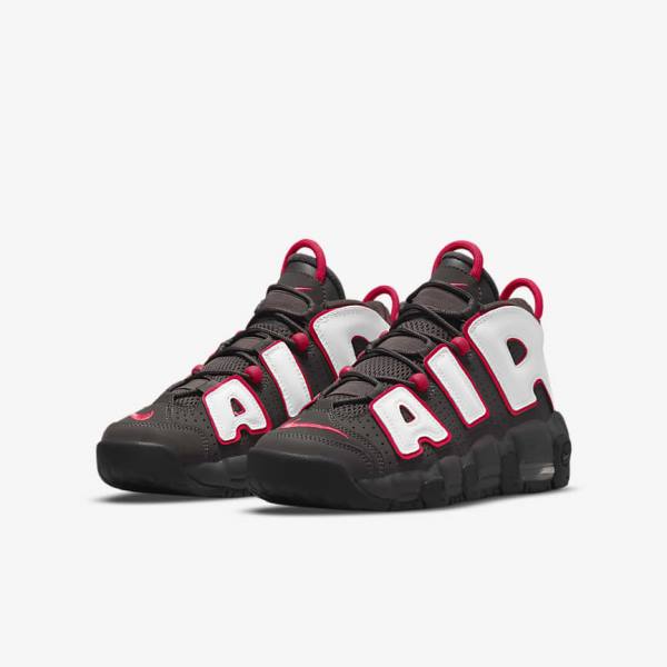 Kids' Nike Air More Uptempo Older Sneakers Grey / Black / Red / White | NK804VDF