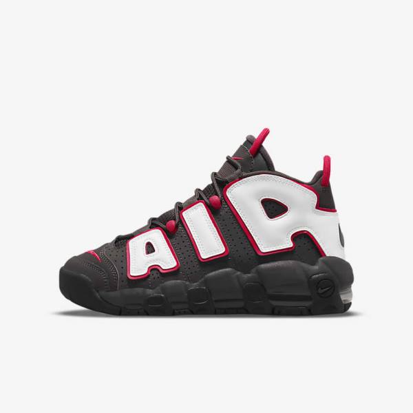 Kids\' Nike Air More Uptempo Older Sneakers Grey / Black / Red / White | NK804VDF