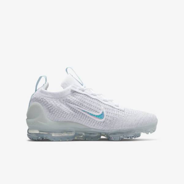 Kids' Nike Air VaporMax 2021 FK Older Sneakers White | NK379MTA