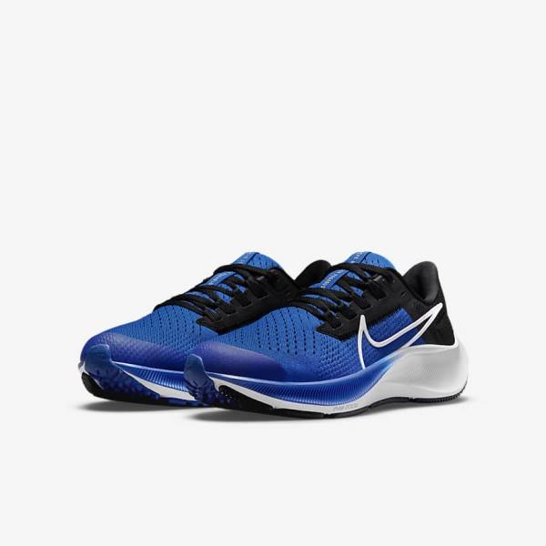 Kids' Nike Air Zoom Pegasus 38 Older Road Running Shoes Royal / Black / White | NK728UKS