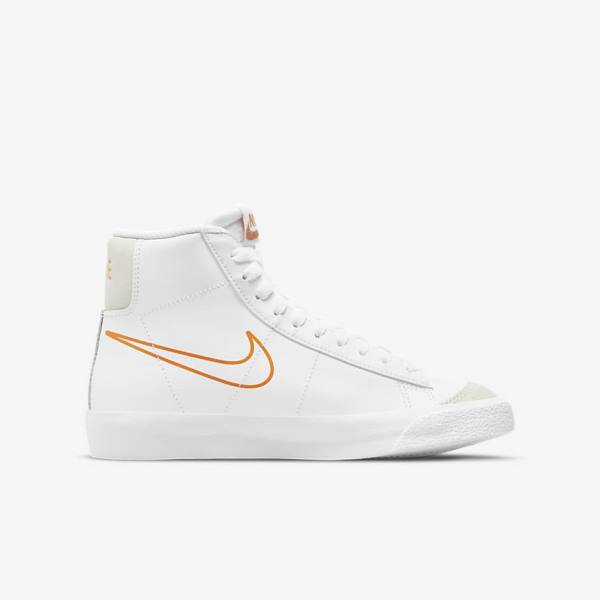 Kids' Nike Blazer Mid 77 Older Basketball Shoes White / Black / White | NK193XUY