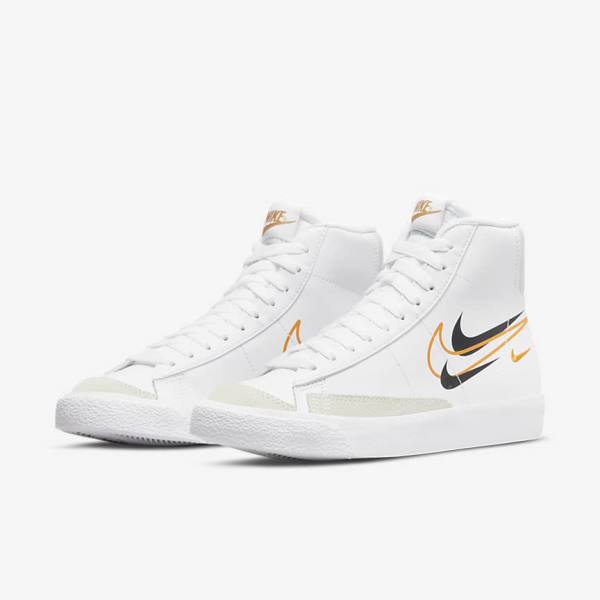 Kids' Nike Blazer Mid 77 Older Basketball Shoes White / Black / White | NK193XUY