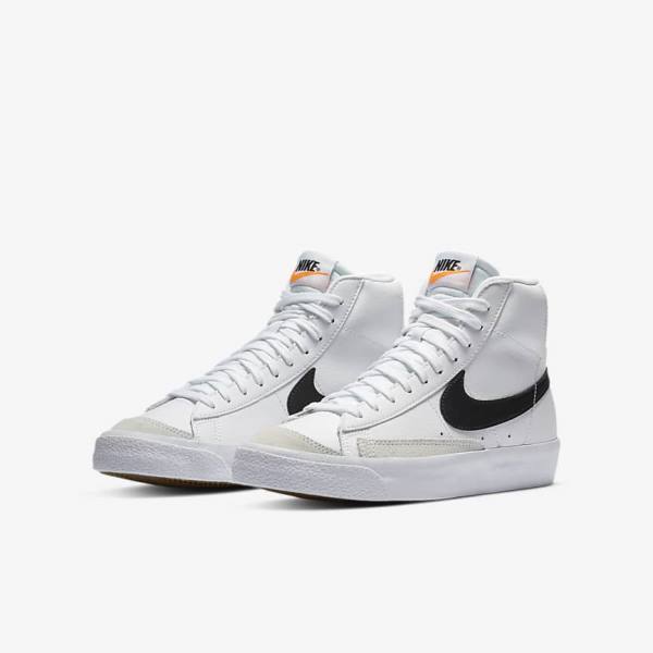 Kids' Nike Blazer Mid 77 Older Basketball Shoes White / Orange / Black | NK472YIQ