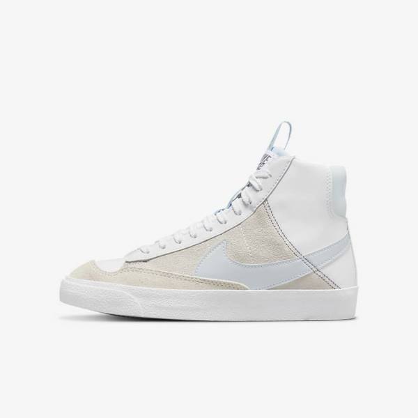 Kids\' Nike Blazer Mid 77 SE Dance Older Sneakers White / Blue Grey | NK496LTX