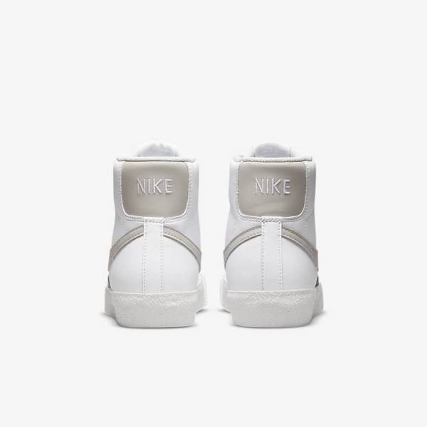 Kids' Nike Blazer Mid 77 SE Older Basketball Shoes White / Light Beige | NK869QSF