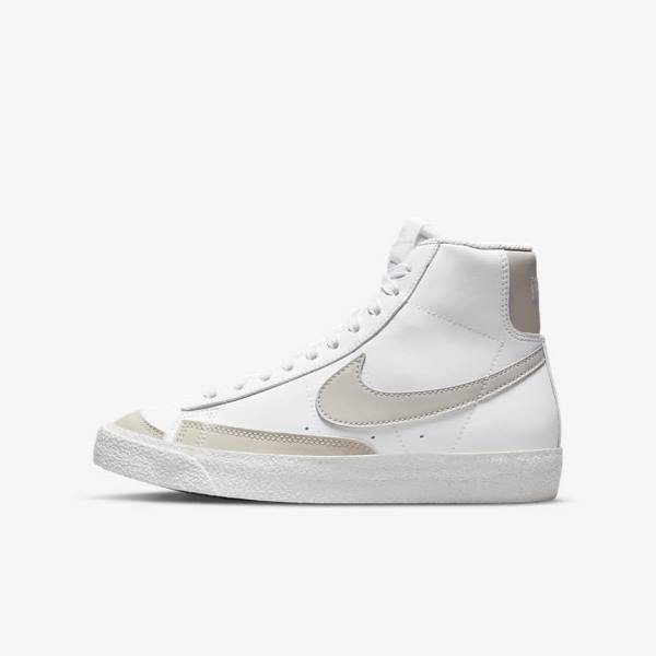 Kids\' Nike Blazer Mid 77 SE Older Basketball Shoes White / Light Beige | NK869QSF