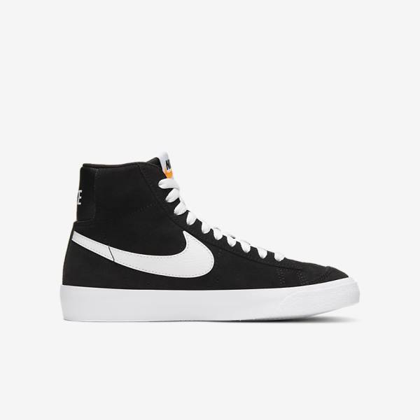 Kids' Nike Blazer Mid 77 Suede Older Sneakers Black / Orange / White | NK721AKF