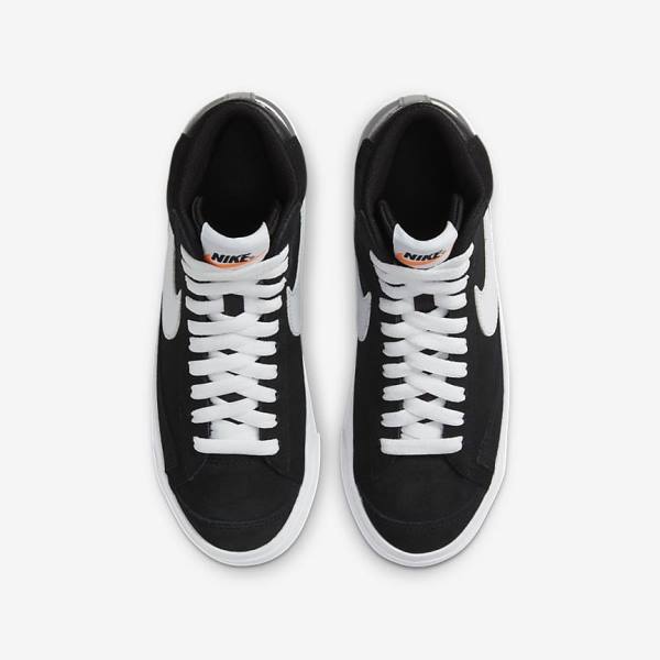 Kids' Nike Blazer Mid 77 Suede Older Sneakers Black / Orange / White | NK721AKF