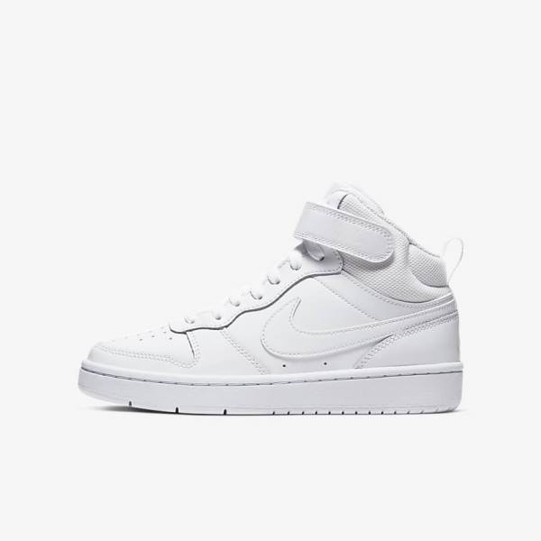 Kids\' Nike Court Borough Mid 2 Older Sneakers White | NK052LHD