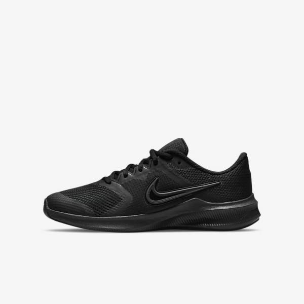 Kids\' Nike Downshifter 11 Older Road Sneakers Black / Dark Grey | NK082ZPJ