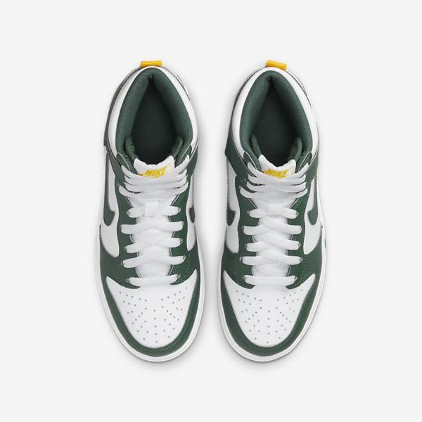 Kids' Nike Dunk High Older Basketball Shoes Green / Gold / White | NK089YZN