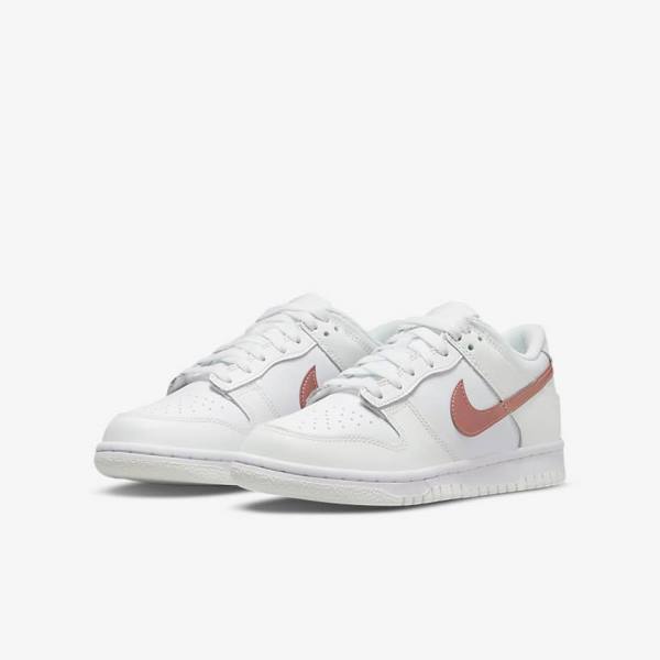 Kids' Nike Dunk Low Older Sneakers White / Metal Red Brown | NK890CLD