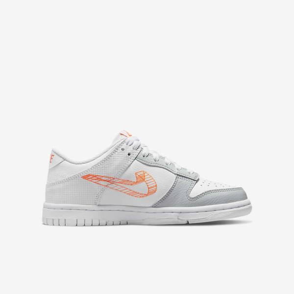 Kids' Nike Dunk Low SE Older Sneakers White / Platinum / Orange | NK403OZT