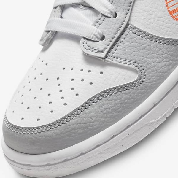 Kids' Nike Dunk Low SE Older Sneakers White / Platinum / Orange | NK403OZT