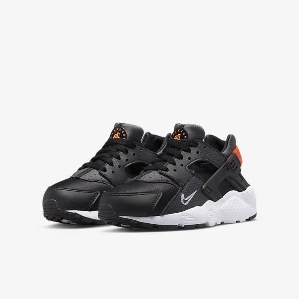 Kids' Nike Huarache Run Older Sneakers Black / Orange / Grey / White | NK307GHL