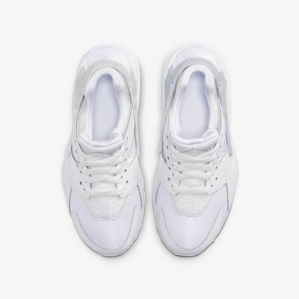 Kids' Nike Huarache Run Older Sneakers White / Platinum / White | NK183BTX