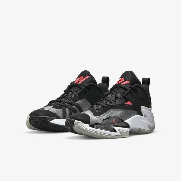 Kids' Nike Jordan One Take 3 Older Basketball Shoes Black / White / Grey / Light Red | NK953MWI