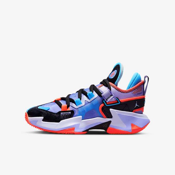 Kids\' Nike Jordan Why Not Zer0.5 Older Basketball Shoes Black / Blue / Light Red | NK305KRS