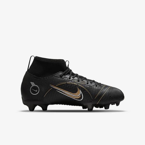 Kids' Nike Jr. Mercurial Superfly 8 Academy MG Older Multi-Ground Football Shoes Black / Metal Silver / Grey / Metal Gold | NK574PAI