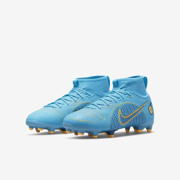 Kids' Nike Jr. Mercurial Superfly 8 Academy MG Older Multi-Ground Football Shoes Blue / Orange | NK621OKX