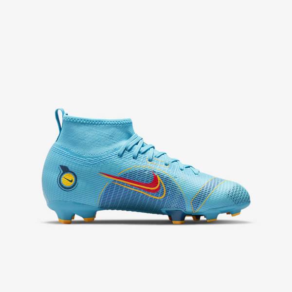 Kids' Nike Jr. Mercurial Superfly 8 Pro FG Younger and Older Firm-Grounds Football Shoes Blue / Orange | NK502HKL