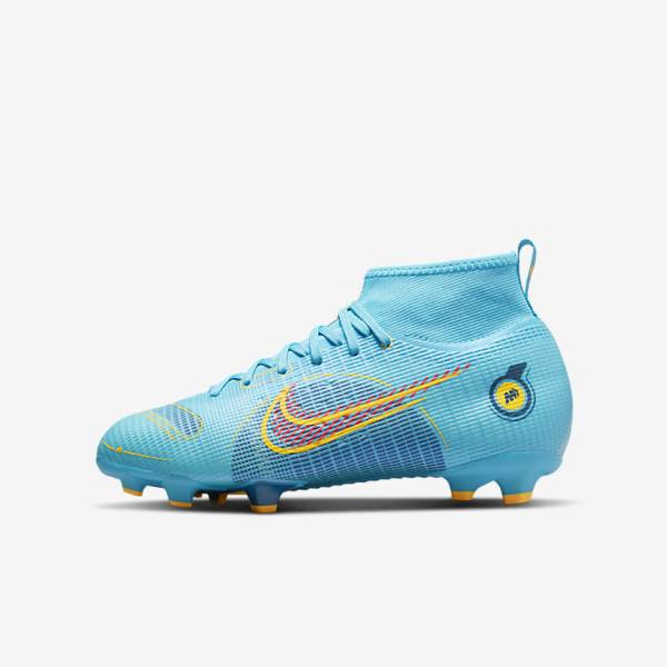 Kids\' Nike Jr. Mercurial Superfly 8 Pro FG Younger and Older Firm-Grounds Football Shoes Blue / Orange | NK502HKL