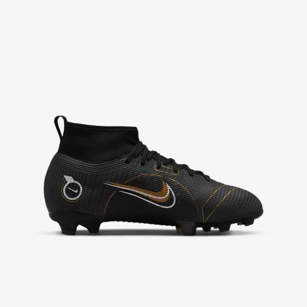 Kids' Nike Jr. Mercurial Superfly 8 Pro FG Younger and Older Firm-Grounds Football Shoes Black / Metal Silver / Grey / Metal Gold | NK701VKA