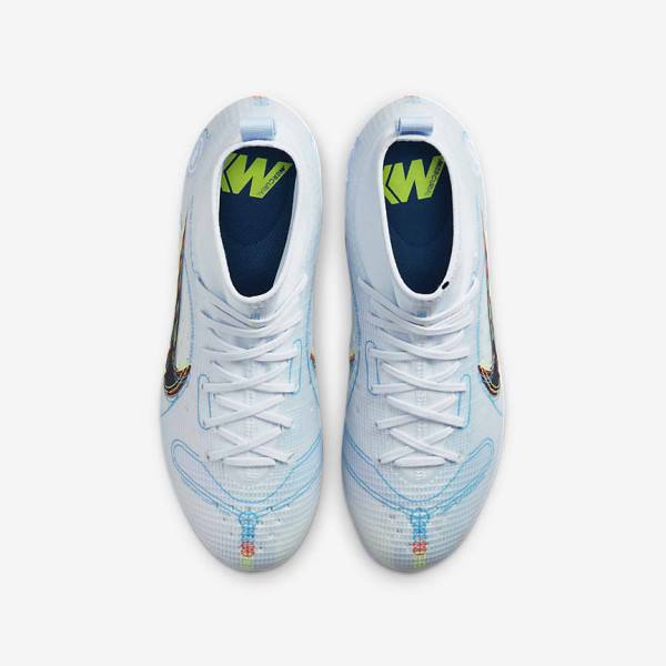 Kids' Nike Jr. Mercurial Superfly 8 Pro FG Younger and Older Firm-Grounds Football Shoes Grey / Light Blue | NK742CTM