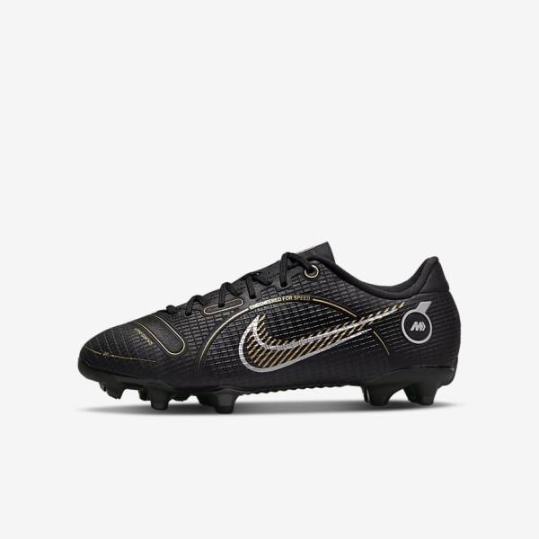 Kids\' Nike Jr. Mercurial Vapor 14 Academy MG Older Multi-Ground Football Shoes Black / Metal Silver / Grey / Metal Gold | NK184GWK