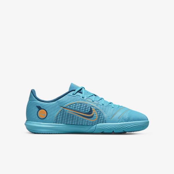 Kids' Nike Jr. Mercurial Vapor 14 Academy IC Older Indoor Court Football Shoes Blue / Orange | NK876KCT