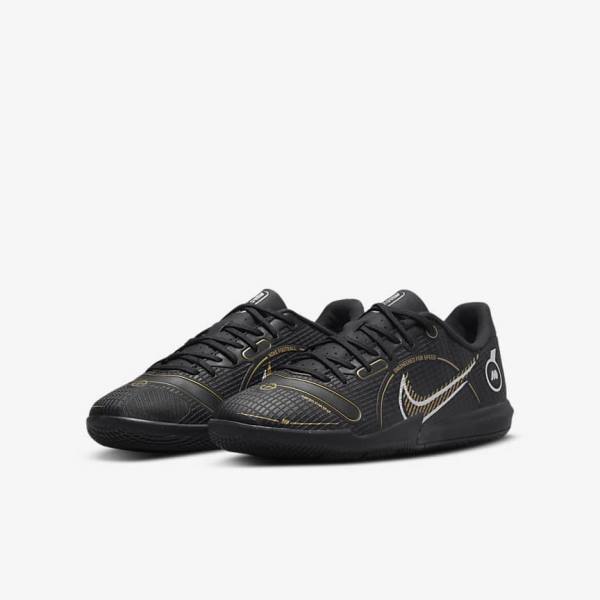 Kids' Nike Jr. Mercurial Vapor 14 Academy IC Older Indoor Court Football Shoes Black / Metal Silver / Grey / Metal Gold | NK981LCH